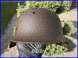 Original WWII German M40 Helmet Combat Damaged Eastern Front #204
