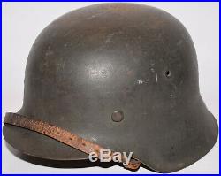 Original WWII German M42 CKL64 Helmet with Double Spliced Liner, Dome Stamp, Strap