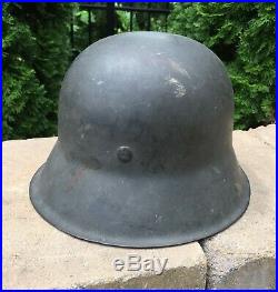 Original WWII German M42 No Decal Helmet Named and Untouched