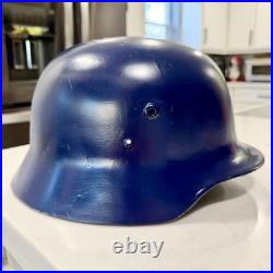 Original WWII German Stahlhelm Or Hungarian Pre WWII M37 Repainted Blue Helmet