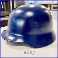 Original WWII German Stahlhelm Or Hungarian Pre WWII M37 Repainted Blue Helmet