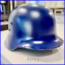 Original WWII German Stahlhelm Or Hungarian Pre WWII M37 Repainted Blue Helmet
