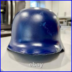Original WWII German Stahlhelm Or Hungarian Pre WWII M37 Repainted Blue Helmet
