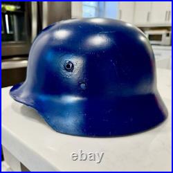 Original WWII German Stahlhelm Or Hungarian Pre WWII M37 Repainted Blue Helmet