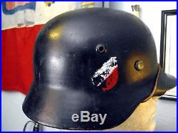 Original Wwii German M35 Black Helmet Sd Et62 Batch # 3252