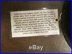 Original Wwii Ww2 German M42 Combat Helmet U. S 75th Division War Trophy Souvenir