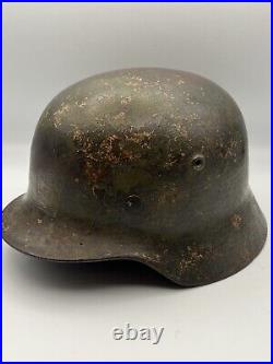 Original ww2 german helmet green yellow italian camo M35 size 64 one looker