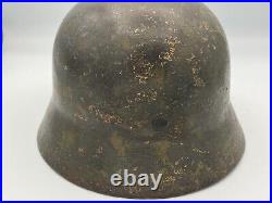 Original ww2 german helmet green yellow italian camo M35 size 64 one looker