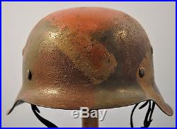 Outstanding! Wwii German M42 Normandy Pattern Camouflage Helmet100% Genuine