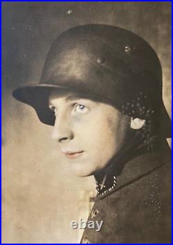 POST WW1 GERMAN YOUNG STAHLHELM LEAGUE MEMBER withHELMET PHOTO POSTCARD RPPC 1923