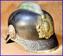 PRE WWII German PICKELHAUB leather FIREMAN'S helmet for FIREFIGHTER