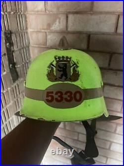 Post WW2 German Berlin Fire Service Brigade Feuerwehr Helmet Glow In Dark Nice