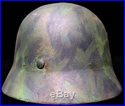 Pre Ww II Argentina Army 1938 German M 35 Kind Fiber Camouflaged Helmet & Decal