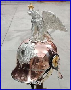 Prussian COPPER Helmet Deluxe German Officer Pickelhaube Eagle Helmet Christmas