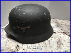 RARE Original Authentic WWII WW2 German Luftwaffe Helmet Marked Q68