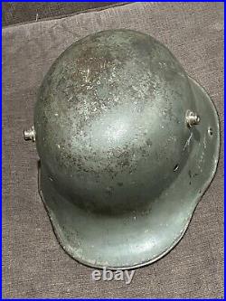 RARE WORLD WAR I German Original Steel Military Helmet Wear & Age