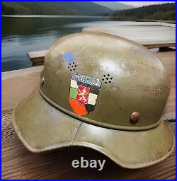 Rare Original WWII WWI German Helmet M16-18 Bulgarian legion PVHZ EUC