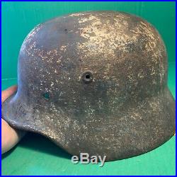Rare WW2 German M40 Luftwaffe Camo White Washed Relic Helmet Omaha Beach