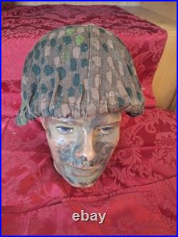 Rare WWII German Elite Helmet Cover Pea Dot 44 Camo HBT Original Maker Stamped