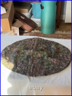 Rare WWII German Elite Helmet Cover Pea Dot 44 Camo HBT Original Maker Stamped