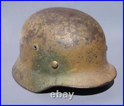 Rare Ww2 German Tri-color Camo M35 Helmet Named Battle Veteran Camo Helmet Rare Ww2 German Tri-color Camo M35 Helmet Named Battle Veteran Camo Helmet