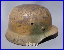 Rare Ww2 German Tri-color Camo M35 Helmet Named Battle Veteran Camo Helmet Rare Ww2 German Tri-color Camo M35 Helmet Named Battle Veteran Camo Helmet