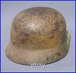 Rare Ww2 German Tri-color Camo M35 Helmet Named Battle Veteran Camo Helmet Rare Ww2 German Tri-color Camo M35 Helmet Named Battle Veteran Camo Helmet