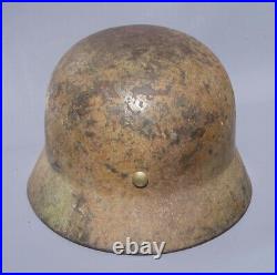 Rare Ww2 German Tri-color Camo M35 Helmet Named Battle Veteran Camo Helmet Rare Ww2 German Tri-color Camo M35 Helmet Named Battle Veteran Camo Helmet