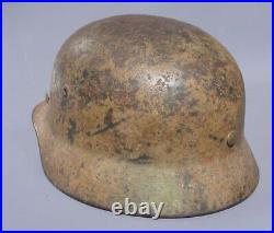 Rare Ww2 German Tri-color Camo M35 Helmet Named Battle Veteran Camo Helmet Rare Ww2 German Tri-color Camo M35 Helmet Named Battle Veteran Camo Helmet