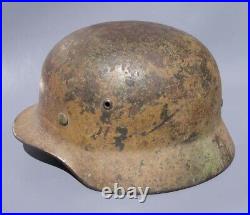 Rare Ww2 German Tri-color Camo M35 Helmet Named Battle Veteran Camo Helmet Rare Ww2 German Tri-color Camo M35 Helmet Named Battle Veteran Camo Helmet