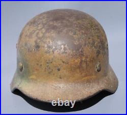 Rare Ww2 German Tri-color Camo M35 Helmet Named Battle Veteran Camo Helmet Rare Ww2 German Tri-color Camo M35 Helmet Named Battle Veteran Camo Helmet