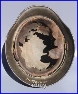 Rare Ww2 German Tri-color Camo M35 Helmet Named Battle Veteran Camo Helmet Rare Ww2 German Tri-color Camo M35 Helmet Named Battle Veteran Camo Helmet