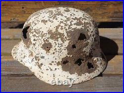 Rare Ww2 German Winter Snow Camo M40 Helmet Relic From Eastern Front (novgorod)