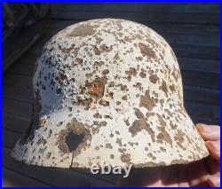 Rare Ww2 German Winter Snow Camo M40 Helmet Relic From Eastern Front (novgorod)