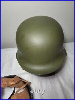 Repainted Large WWII German M42 Helmet with Reproduction Liner Re-enactment