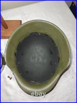 Repainted Large WWII German M42 Helmet with Reproduction Liner Re-enactment