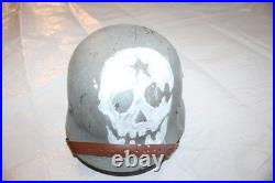 Repro WW2 German Army Normandy D-DAY 1944 Camo M35 Helmet Custom Skull Art