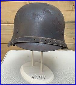 Restored Relic WW2 German M42 Stalhelm Combat Helmet CKL64 Stamped Chinstrap