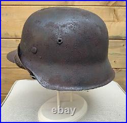 Restored Relic WW2 German M42 Stalhelm Combat Helmet CKL64 Stamped Chinstrap