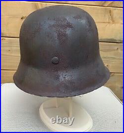 Restored Relic WW2 German M42 Stalhelm Combat Helmet CKL64 Stamped Chinstrap