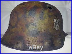 Restored WW2 damaged German Helmet M42/66 decal