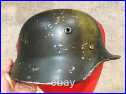 Restored Ww2 German M40 Camouflaged Helmet (66cm) In Brown/green/ochre
