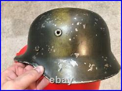 Restored Ww2 German M40 Camouflaged Helmet (66cm) In Brown/green/ochre