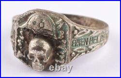 Ring WW1 Skull WW2 Gothic WWI Helmet WWII German Stahlhelm Goth Death Schädel