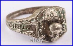 Ring WW1 Skull WW2 Gothic WWI Helmet WWII German Stahlhelm Goth Death Schädel