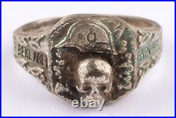 Ring WW1 Skull WW2 Gothic WWI Helmet WWII German Stahlhelm Goth Death Schädel