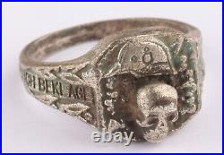 Ring WW1 Skull WW2 Gothic WWI Helmet WWII German Stahlhelm Goth Death Schädel