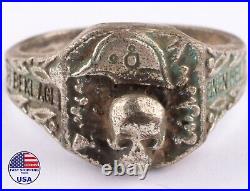 Ring WW1 Skull WW2 Gothic WWI Helmet WWII German Stahlhelm Goth Death Schädel