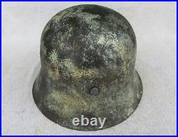 SNOW CAMMO Original German WW2 Steel Helmet M42 Shell Only Camouflage Ostfront