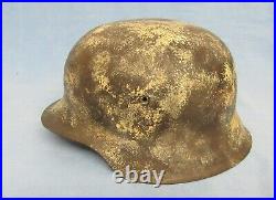 SNOW CAMMO Original German WW2 Steel Helmet M42 Shell Only Camouflage Ostfront